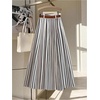 image:imageFloerns Womens Elegant Striped A Line Skirt Button Front Office Business Casual Long Skirt with BeltBlack and White