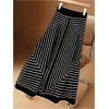 image:imageFloerns Womens Elegant Striped High Waist Wrap A Line Midi SkirtBlack