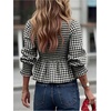 image:imageFloerns Womens Gingham Button Down Shirts Dressy Casual Long Sleeve Peplum Blouses Brunch OutfitsBlack and White