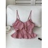 image:imageFloerns Womens Gingham Camisole Tops Spaghetti Strap Ruffle Hem Cute Peplum TopsRed