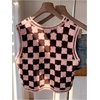 image:imageFloerns Womens Gingham Checkered Button Down V Neck Knit Sweater VestPink