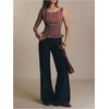 image:imageFloerns Womens Gingham Corset Tops Crew Neck Peplum Sleeveless Crop TopsRed and White