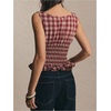 image:imageFloerns Womens Gingham Corset Tops Crew Neck Peplum Sleeveless Crop TopsRed and White