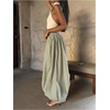 image:imageFloerns Womens Gingham Lantern Pants Drawstring Waist Wide Leg Parachute Balloon PantsGreen