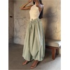 image:imageFloerns Womens Gingham Lantern Pants Drawstring Waist Wide Leg Parachute Balloon PantsGreen