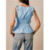 image:imageFloerns Womens Gingham Peplum Tie Shoulder Sleeveless Elegant Tank TopsBlue and White