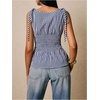 image:imageFloerns Womens Gingham Peplum Tie Shoulder Sleeveless Elegant Tank TopsDark Blue