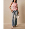 image:imageFloerns Womens Gingham Peplum Tie Shoulder Sleeveless Elegant Tank TopsDusty Pink