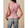 image:imageFloerns Womens Gingham Peplum Tie Shoulder Sleeveless Elegant Tank TopsDusty Pink