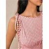 image:imageFloerns Womens Gingham Peplum Tie Shoulder Sleeveless Elegant Tank TopsDusty Pink