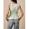 image:imageFloerns Womens Gingham Peplum Tie Shoulder Sleeveless Elegant Tank TopsGreen