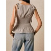 image:imageFloerns Womens Gingham Peplum Tie Shoulder Sleeveless Elegant Tank TopsKhaki