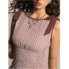 image:imageFloerns Womens Gingham Peplum Tie Shoulder Sleeveless Elegant Tank TopsMocha Brown