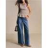 image:imageFloerns Womens Gingham Peplum Tie Shoulder Sleeveless Elegant Tank TopsMocha Brown