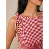 image:imageFloerns Womens Gingham Peplum Tie Shoulder Sleeveless Elegant Tank TopsRed and White