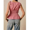 image:imageFloerns Womens Gingham Peplum Tie Shoulder Sleeveless Elegant Tank TopsRed and White