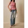 image:imageFloerns Womens Gingham Peplum Tie Shoulder Sleeveless Elegant Tank TopsRed and White