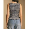 image:imageFloerns Womens Gingham Tank Top Peplum Ruffled Boat Neck Smocked TopsBlue