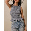 image:imageFloerns Womens Gingham Tank Tops Sleeveless Shirred Ruffle Smocked TopBlack and White