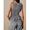 image:imageFloerns Womens Gingham Tank Tops Sleeveless Shirred Ruffle Smocked TopBlack and White