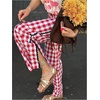 image:imageFloerns Womens Gingham Wide Leg Pants Plaid Split Hem Beach Vacation Dress Trousers PantsRed