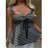 image:imageFloerns Womens Girly Babydoll Cute Striped Country Ruffle Tank TopsBlack and White
