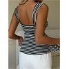 image:imageFloerns Womens Girly Babydoll Cute Striped Country Ruffle Tank TopsBlack and White