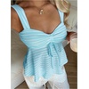 image:imageFloerns Womens Girly Babydoll Cute Striped Country Ruffle Tank TopsBlue and White