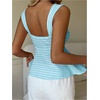 image:imageFloerns Womens Girly Babydoll Cute Striped Country Ruffle Tank TopsBlue and White