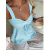 image:imageFloerns Womens Girly Babydoll Cute Striped Country Ruffle Tank TopsBlue and White