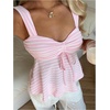 image:imageFloerns Womens Girly Babydoll Cute Striped Country Ruffle Tank TopsPink