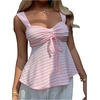 image:imageFloerns Womens Girly Babydoll Cute Striped Country Ruffle Tank TopsPink