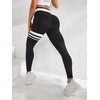 image:imageFloerns Womens High Waist Seamless Colorblock Striped Print Yoga Sports LeggingsBlack