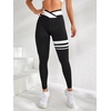image:imageFloerns Womens High Waist Seamless Colorblock Striped Print Yoga Sports LeggingsBlack