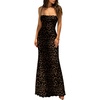 image:imageFloerns Womens Leopard Backless Maxi Dress Halter Lace Up Bodycon DressesMulticolor