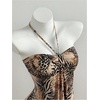 image:imageFloerns Womens Leopard Cheetah Dress Halter Asymmetrical Ruffle Mini DressMulticolor