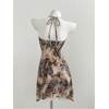 image:imageFloerns Womens Leopard Cheetah Dress Halter Asymmetrical Ruffle Mini DressMulticolor