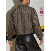 image:imageFloerns Womens Leopard Denim Jacket Long Sleeve Button Up Boyfriend Jean Jacket CoatBrown