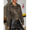image:imageFloerns Womens Leopard Denim Jacket Long Sleeve Button Up Boyfriend Jean Jacket CoatKhaki Multi
