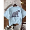 image:imageFloerns Womens Leopard Graphic T Shirts Casual Short Sleeve Crew Neck Summer Tops StreetwearIce Blue