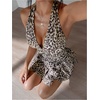 image:imageFloerns Womens Leopard Halter Mini Dress Ruched Sleeveless Tiered Ruffle Y2k Going Out DressesBrown