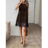 image:imageFloerns Womens Leopard Lace Tank Short Dress Summer Sheer Night Out DressBrown