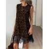 image:imageFloerns Womens Leopard Lace Tank Short Dress Summer Sheer Night Out DressBrown