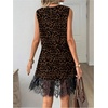 image:imageFloerns Womens Leopard Lace Tank Short Dress Summer Sheer Night Out DressBrown