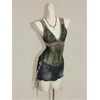 image:imageFloerns Womens Leopard Lace Trim Rave Top Sheer Mesh Tank TopsArmy Green