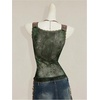 image:imageFloerns Womens Leopard Lace Trim Rave Top Sheer Mesh Tank TopsArmy Green