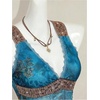image:imageFloerns Womens Leopard Lace Trim Rave Top Sheer Mesh Tank TopsBlue
