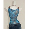 image:imageFloerns Womens Leopard Lace Trim Rave Top Sheer Mesh Tank TopsBlue