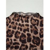image:imageFloerns Womens Leopard Mesh Short Sleeve T Shirts Mock Neck Streetwear Y2k Going Out TopsBrown Leopard