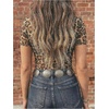 image:imageFloerns Womens Leopard Mesh Short Sleeve T Shirts Mock Neck Streetwear Y2k Going Out TopsBrown Leopard